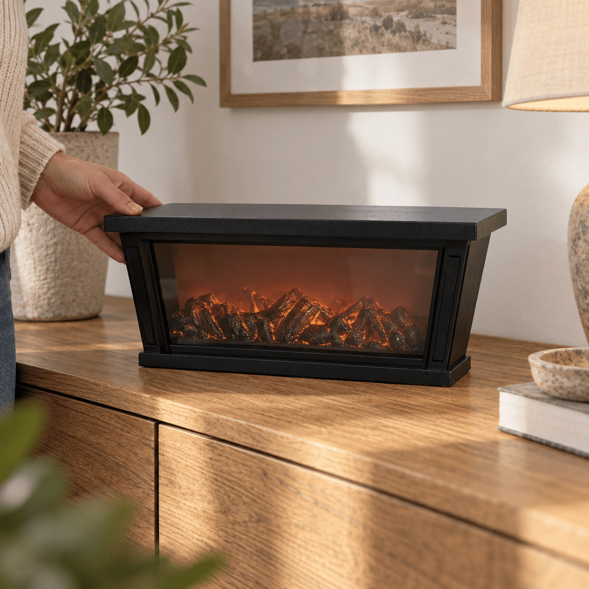 Kompakt LED dekor kandalló – 40 × 20 × 10 cm | 18703 - LED dekoráció | Cyber Bazaar