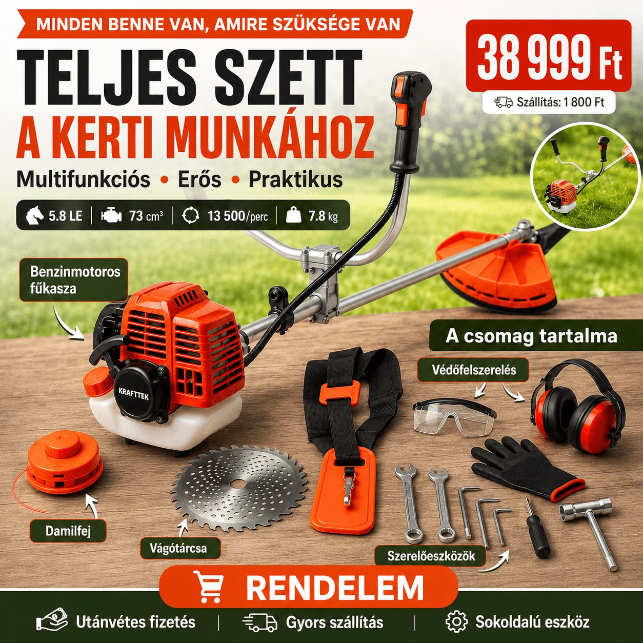 KRAFTTEK Benzinmotoros Fűkasza - | Cyber Bazaar