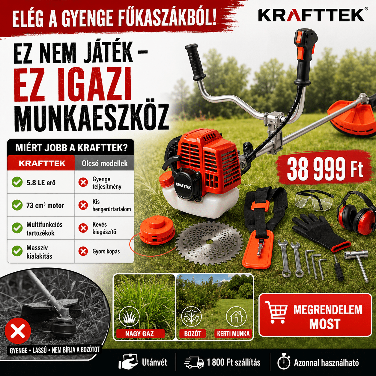 KRAFTTEK Benzinmotoros Fűkasza - | Cyber Bazaar