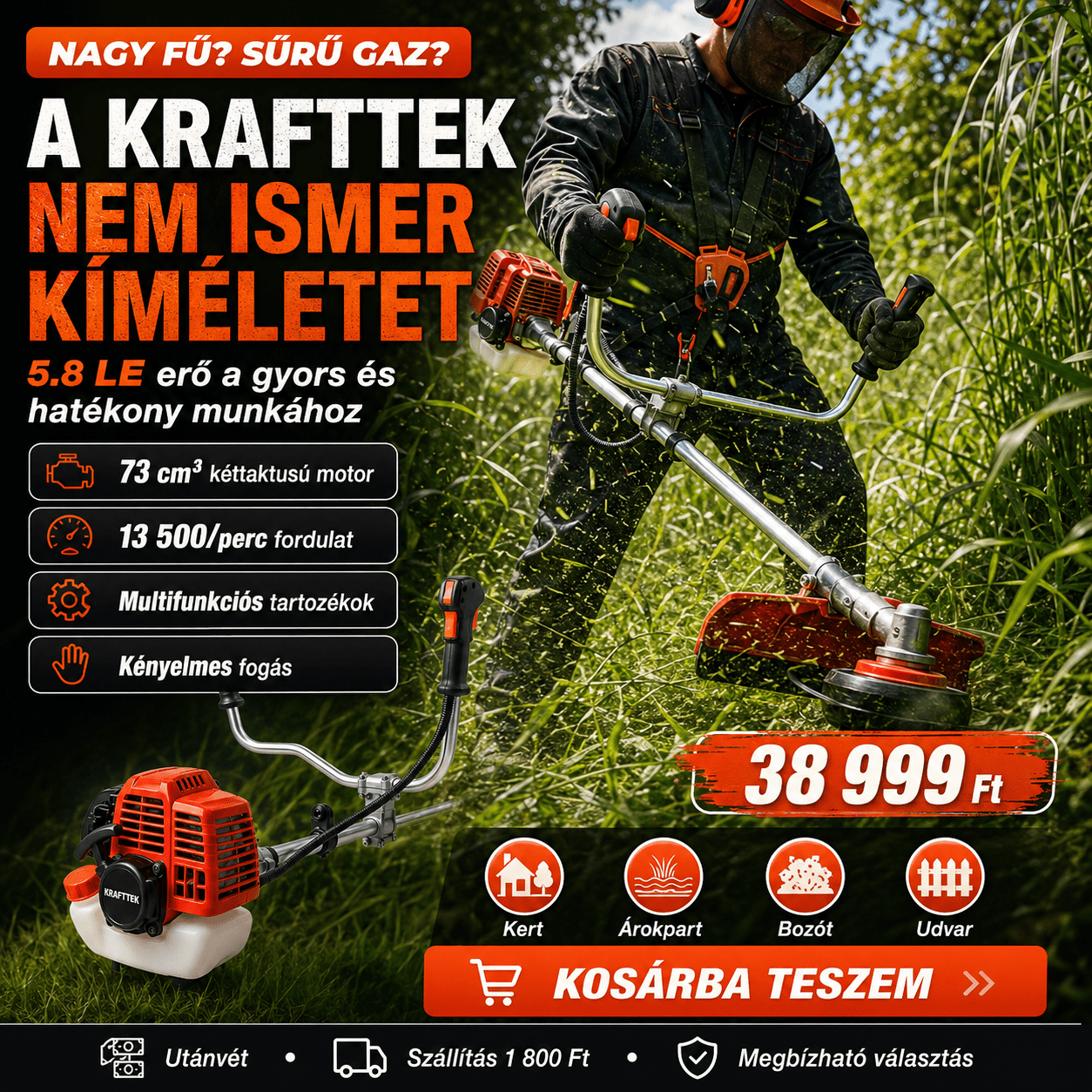 KRAFTTEK Benzinmotoros Fűkasza - | Cyber Bazaar