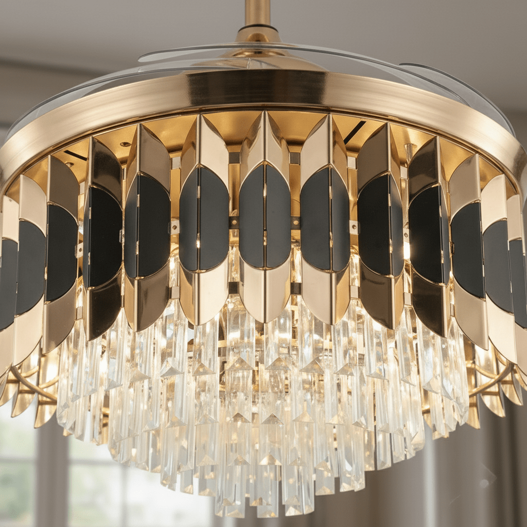 LED Ventilátoros Kristálycsillár Távirányítóval - | Cyber Bazaar