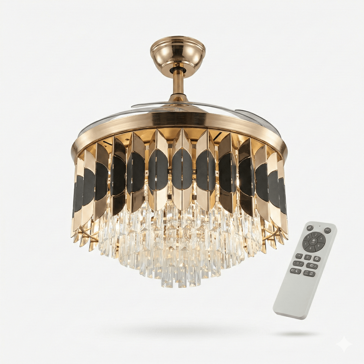 LED Ventilátoros Kristálycsillár Távirányítóval - | Cyber Bazaar