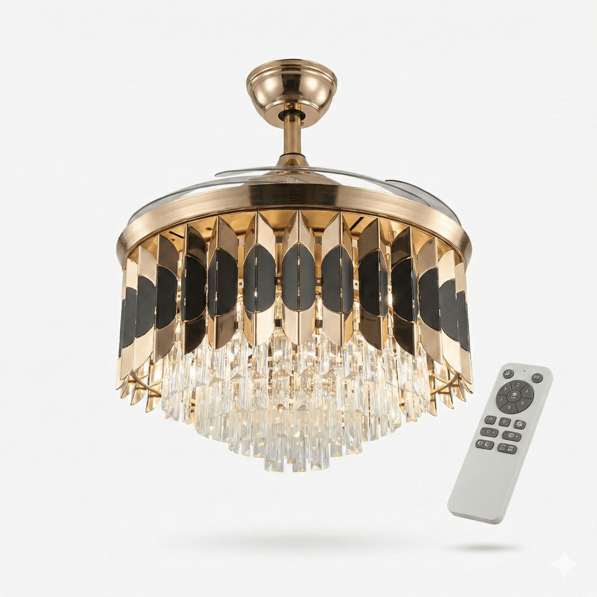 LED Ventilátoros Kristálycsillár Távirányítóval - | Cyber Bazaar