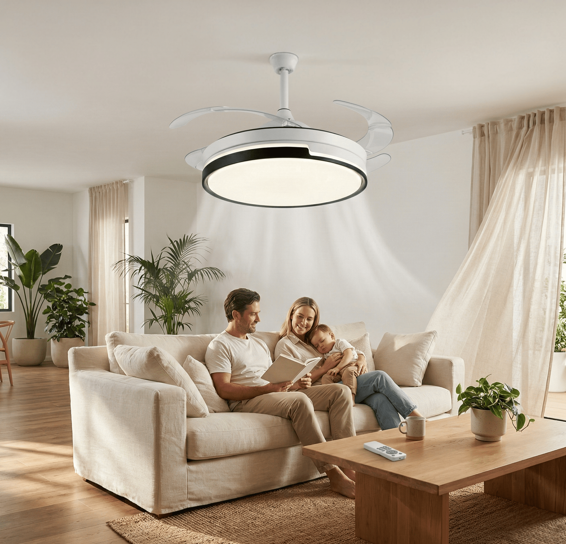 LED Ventilátoros Mennyezeti Lámpa Távirányítóval - | Cyber Bazaar