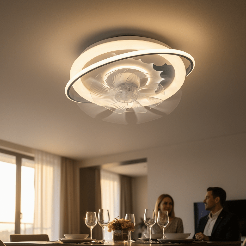 LED Ventilátoros Mennyezeti Lámpa Távirányítóval - | Cyber Bazaar