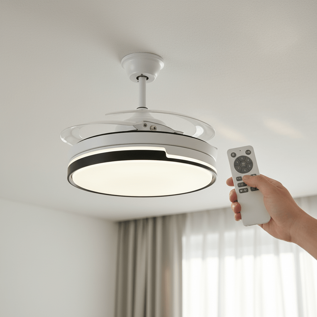 LED Ventilátoros Mennyezeti Lámpa Távirányítóval - | Cyber Bazaar
