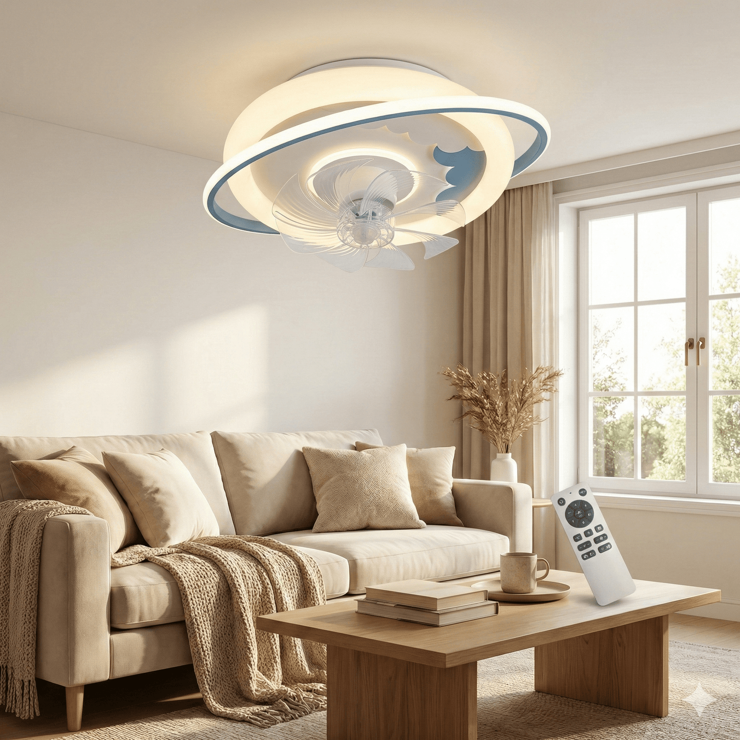 LED Ventilátoros Mennyezeti Lámpa Távirányítóval - | Cyber Bazaar