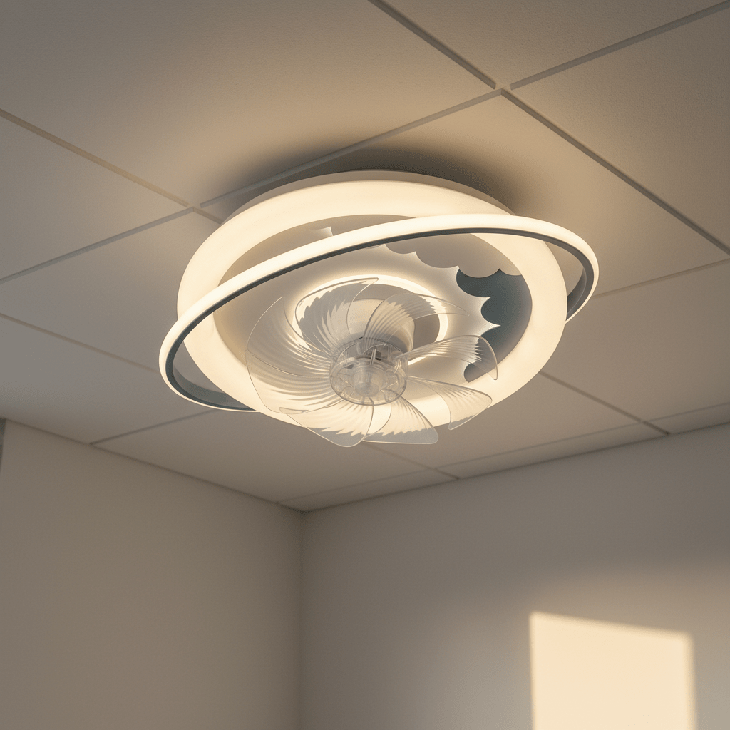 LED Ventilátoros Mennyezeti Lámpa Távirányítóval - | Cyber Bazaar