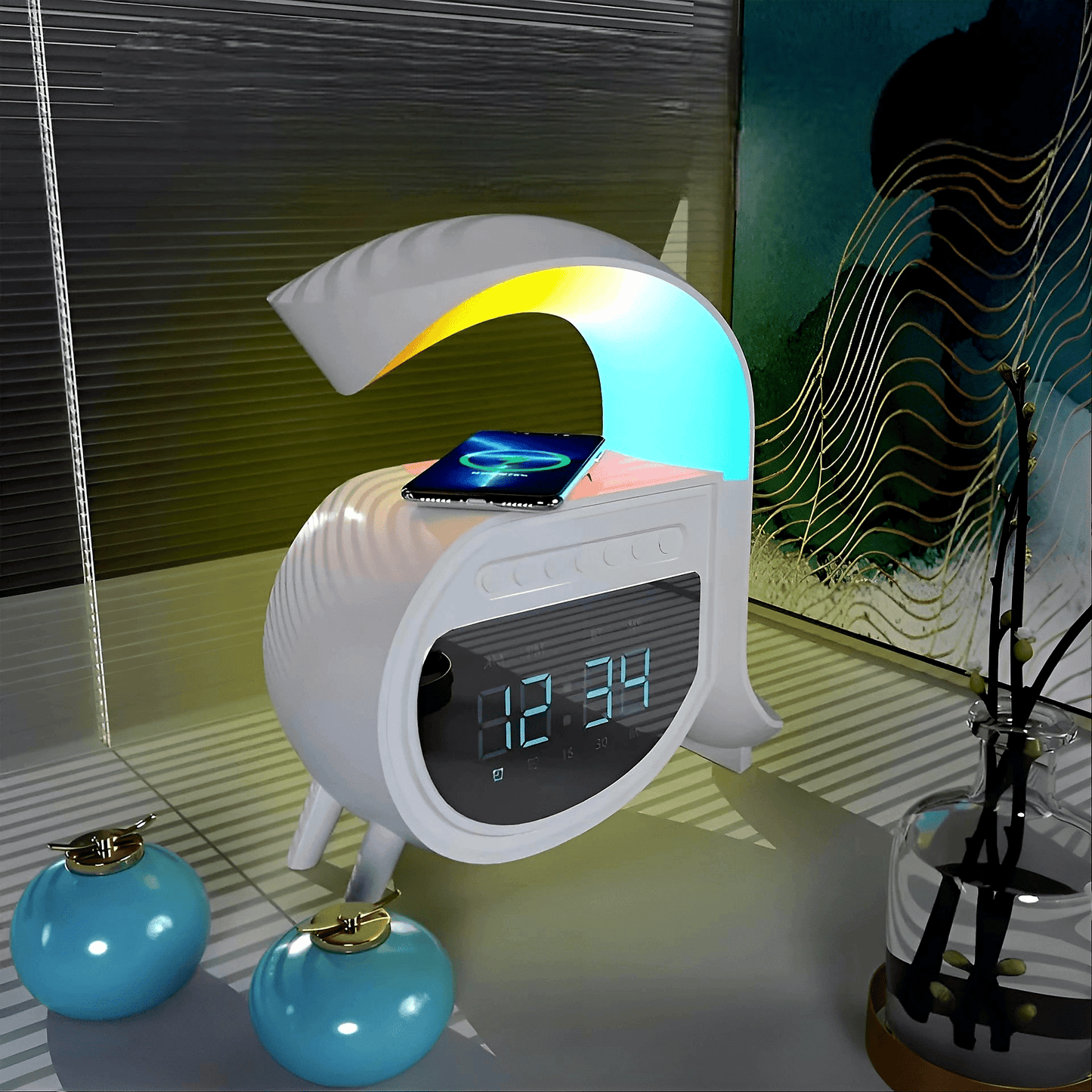 LED Vezeték nélküli Hangszóró Töltőve - | Cyber Bazaar