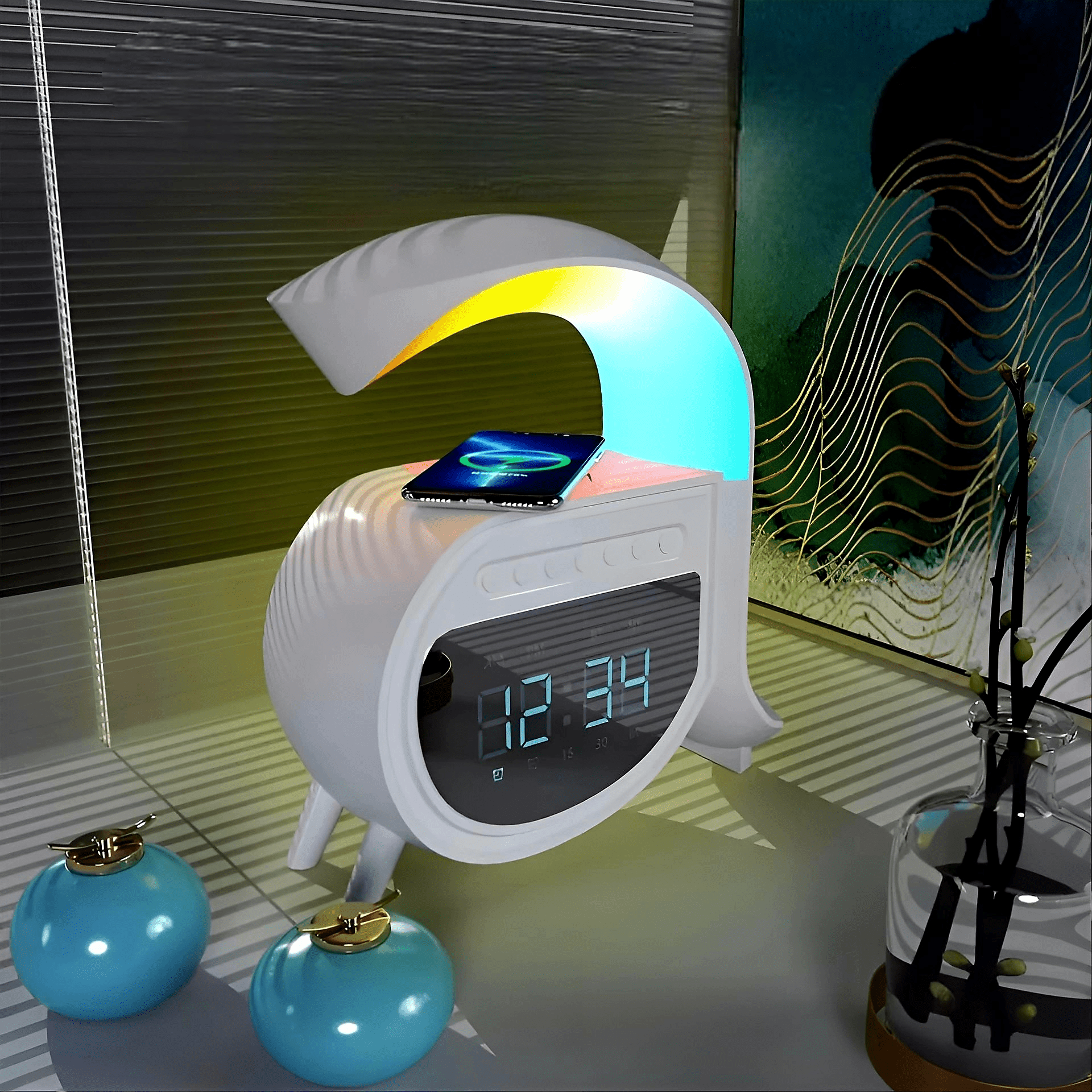 LED Vezeték nélküli Hangszóró Töltőve - | Cyber Bazaar
