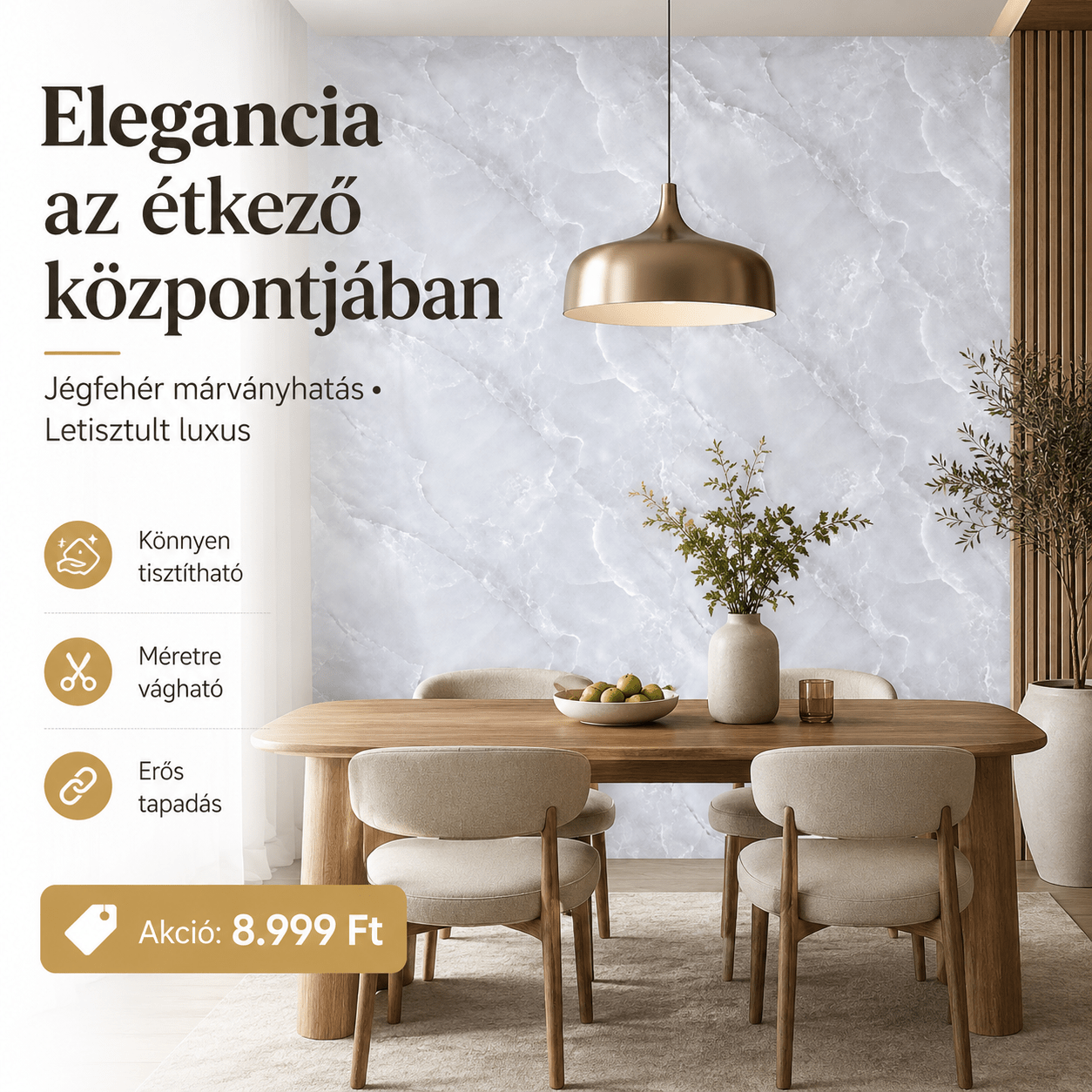 Luxus Jégfehér Márványhatású Öntapadós Falmatrica 3 × 1,2 m - | Cyber Bazaar