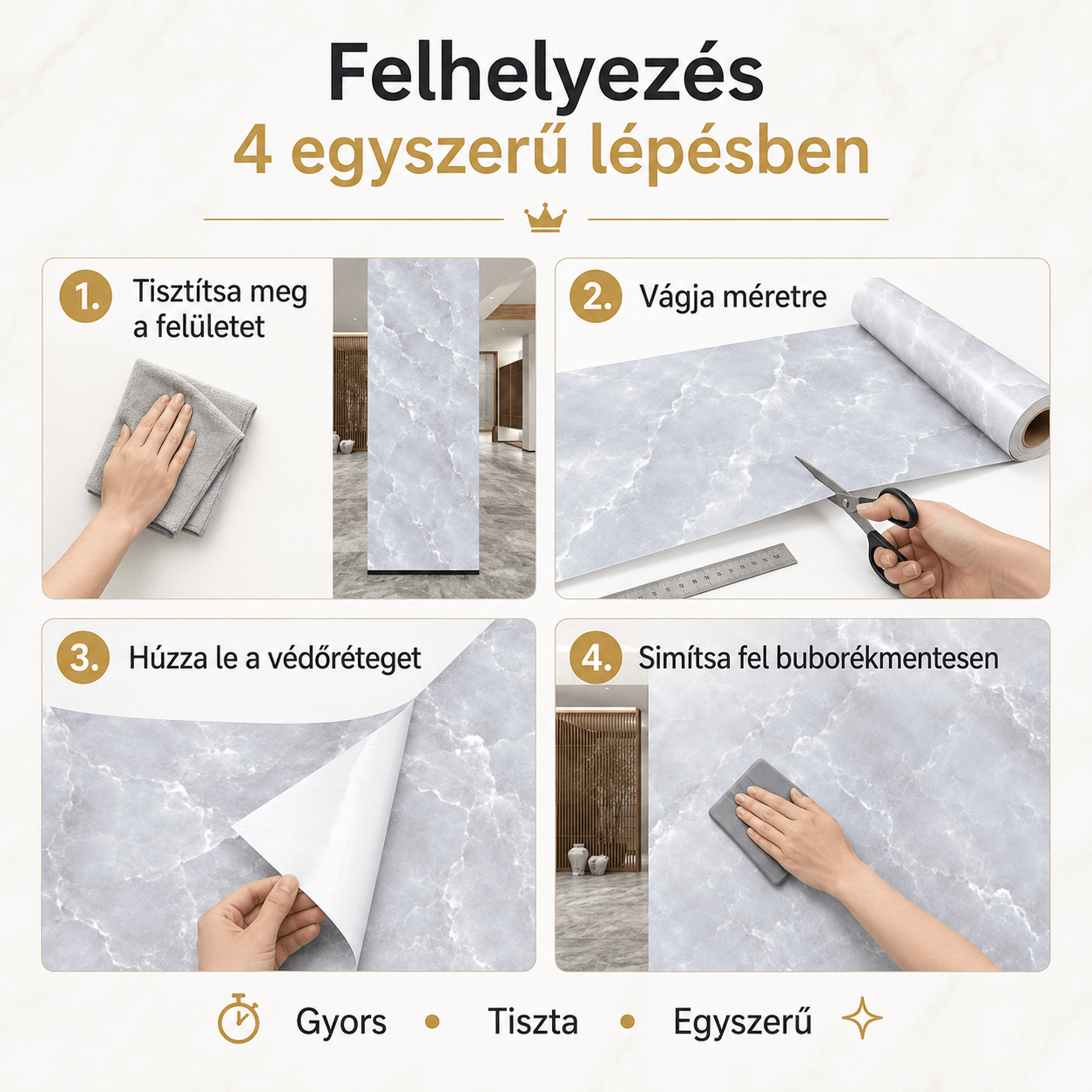 Luxus Jégfehér Márványhatású Öntapadós Falmatrica 3 × 1,2 m - | Cyber Bazaar
