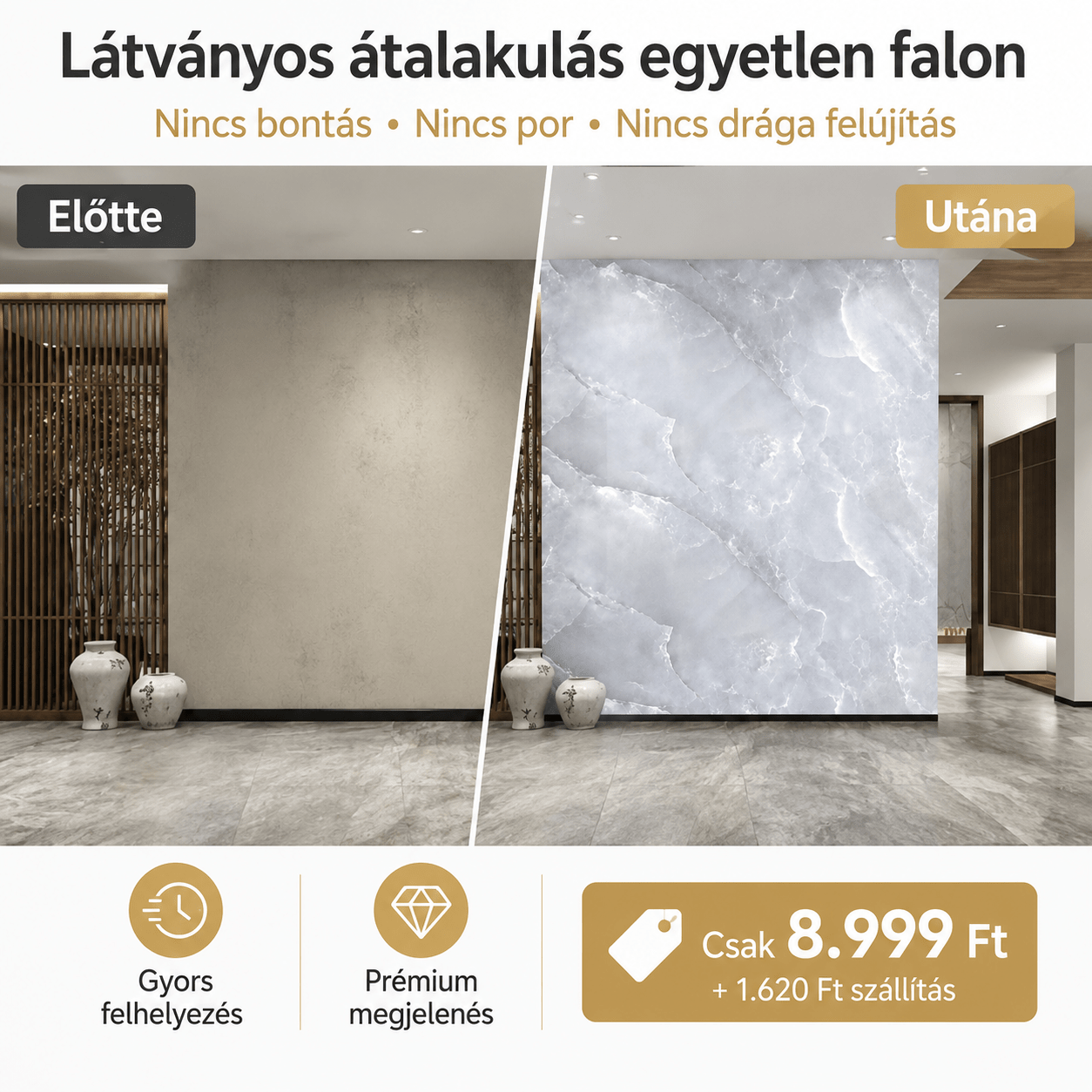 Luxus Jégfehér Márványhatású Öntapadós Falmatrica 3 × 1,2 m - | Cyber Bazaar