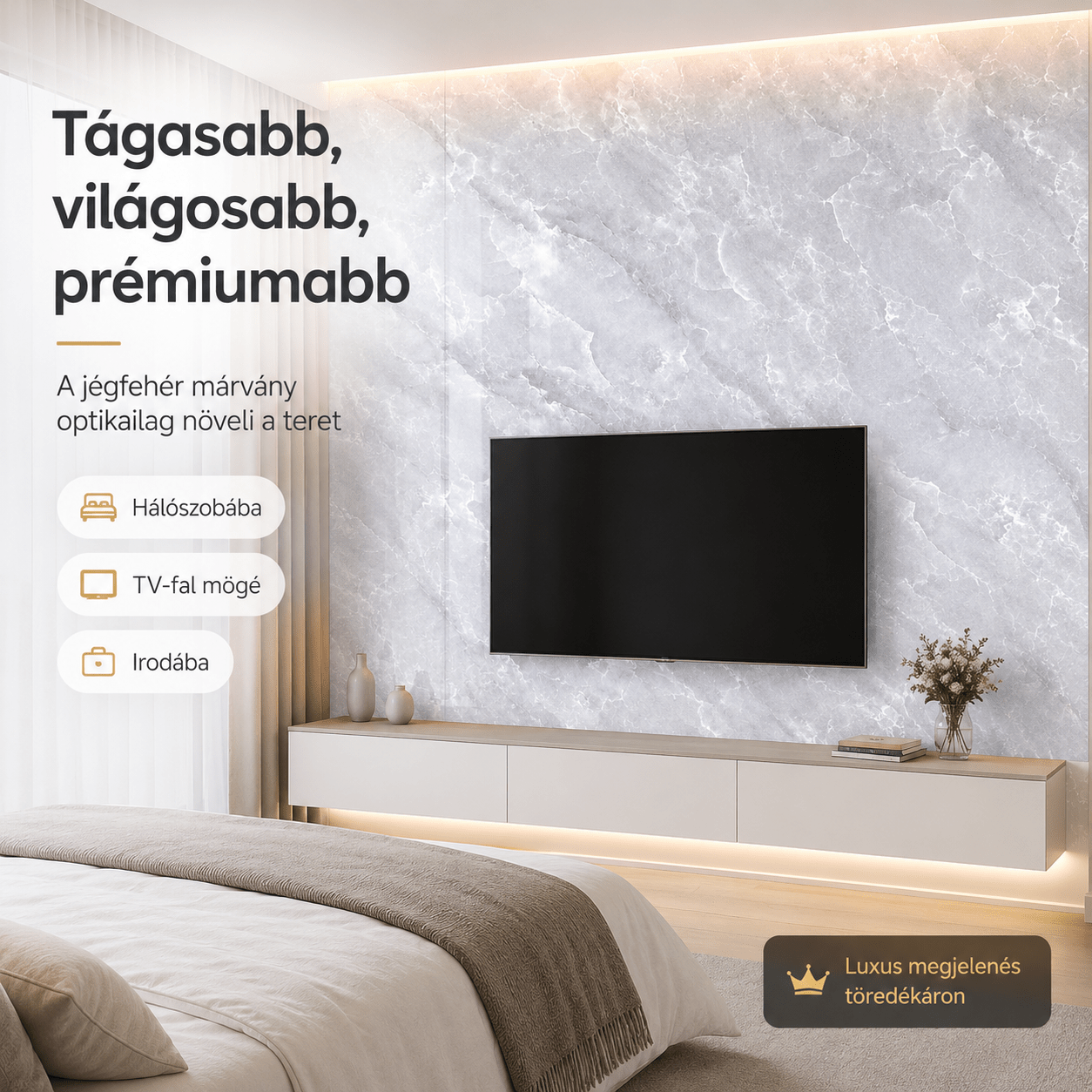 Luxus Jégfehér Márványhatású Öntapadós Falmatrica 3 × 1,2 m - | Cyber Bazaar