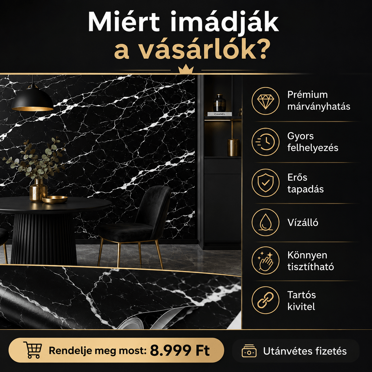 Márványhatású Öntapadós Falmatrica 3 × 1,2 m - | Cyber Bazaar