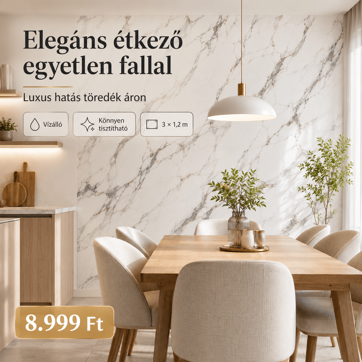 Márványhatású Öntapadós Falmatrica – 3 × 1,2 m - | Cyber Bazaar