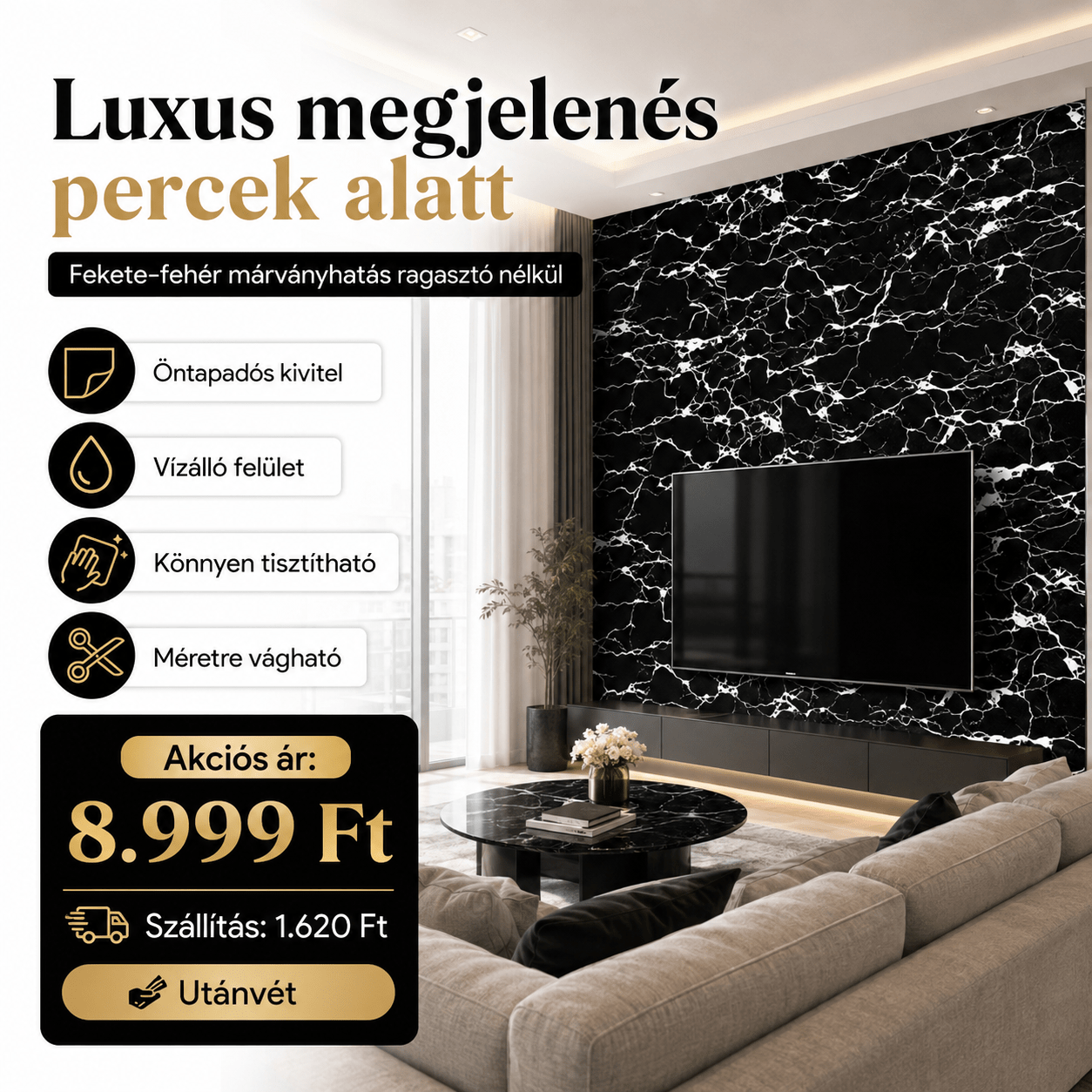 Márványhatású Öntapadós Falmatrica 3 × 1,2 m - | Cyber Bazaar
