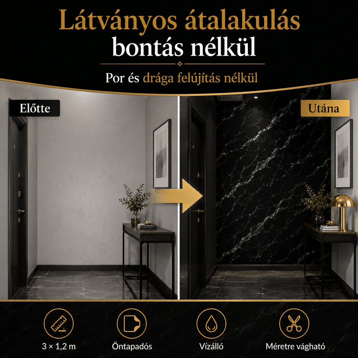 Márványhatású Öntapadós Falmatrica 3 × 1,2 m - | Cyber Bazaar