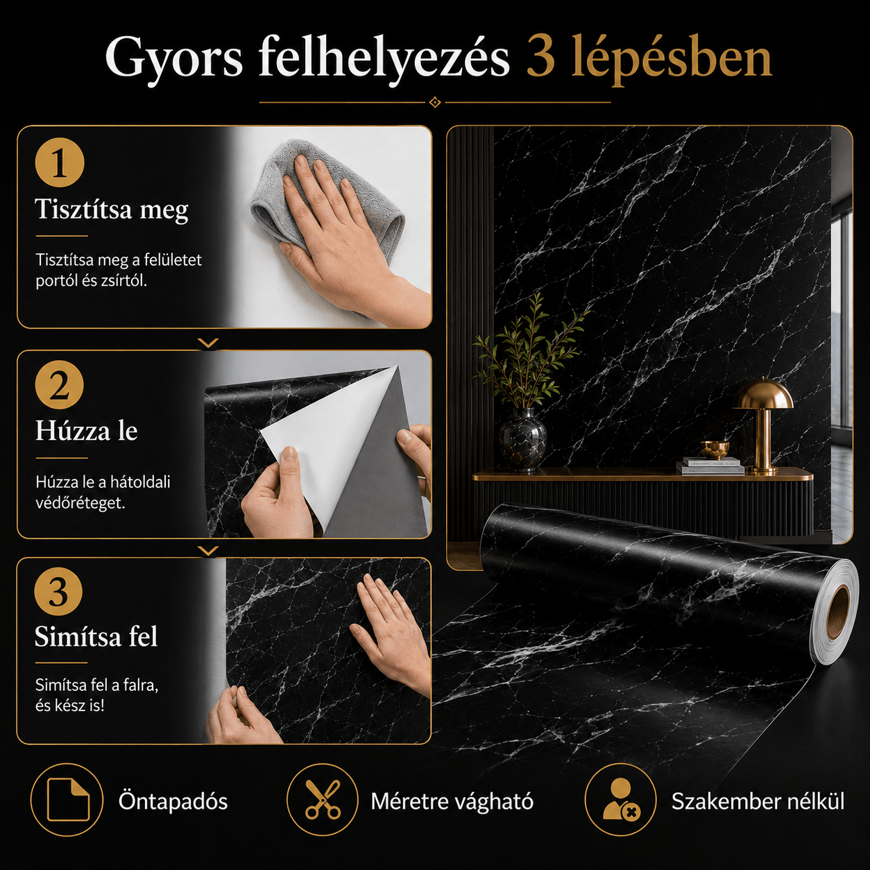 Márványhatású Öntapadós Falmatrica 3 × 1,2 m - | Cyber Bazaar