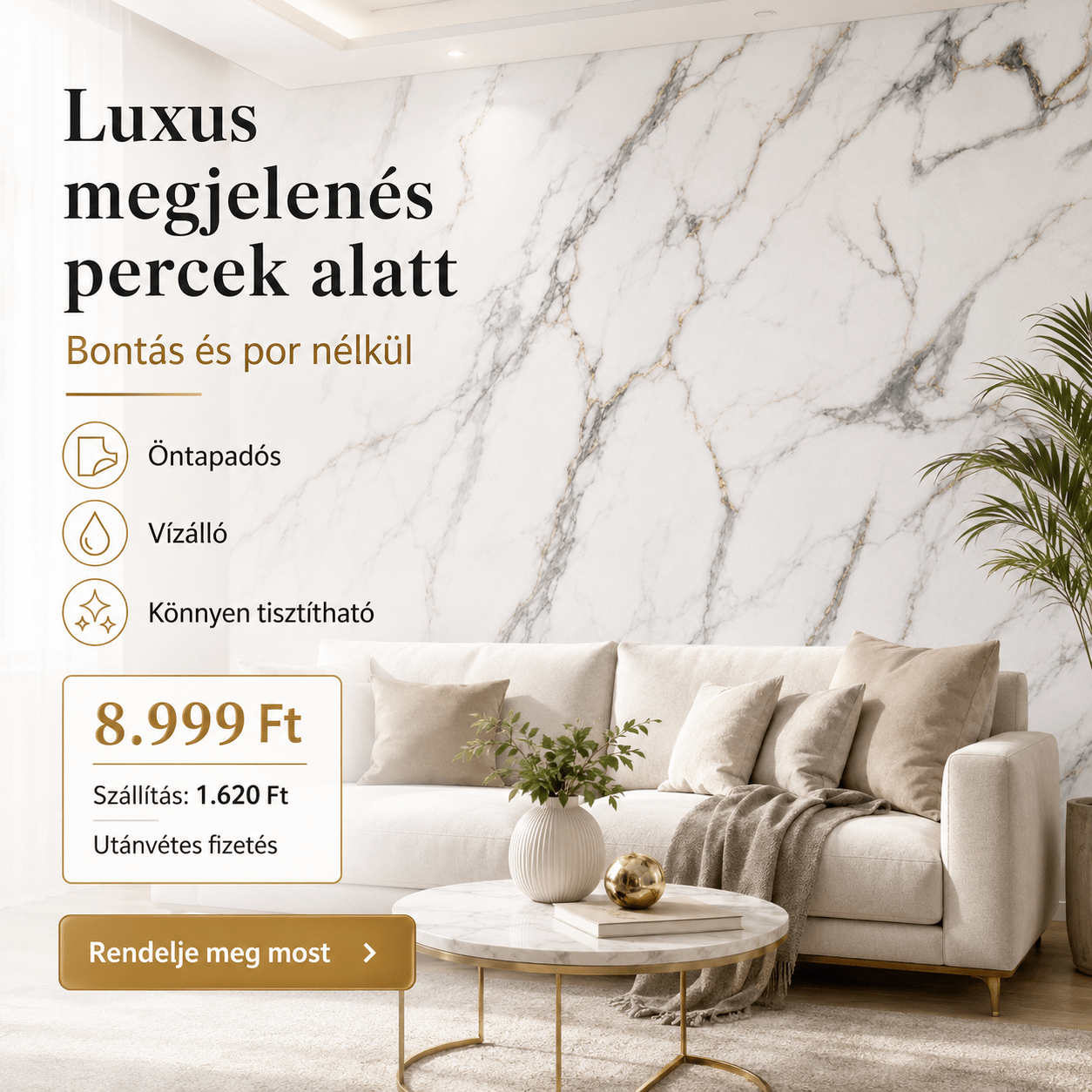 Márványhatású Öntapadós Falmatrica – 3 × 1,2 m - | Cyber Bazaar