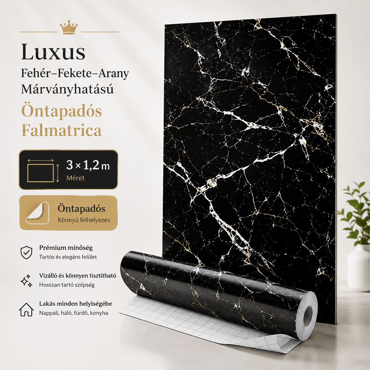 Márványhatású Öntapadós Falmatrica 3 × 1,2 m - | Cyber Bazaar