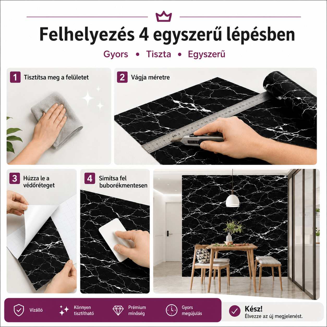 Márványhatású Öntapadós Falmatrica 3 × 1,2 m - | Cyber Bazaar