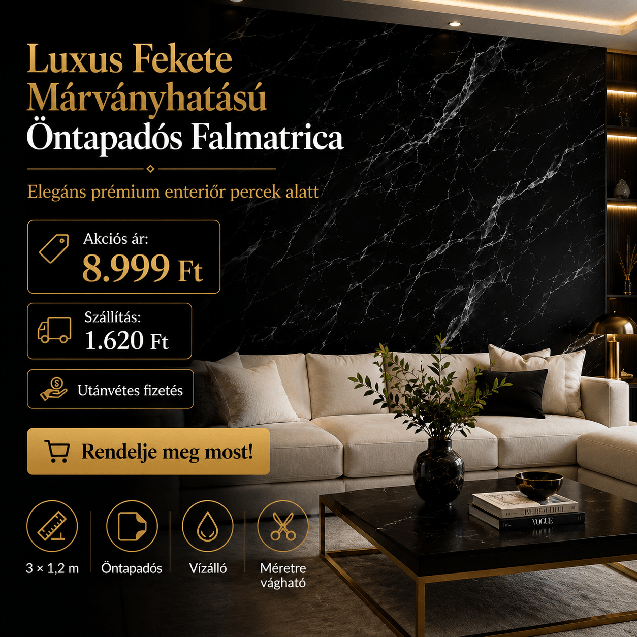 Márványhatású Öntapadós Falmatrica 3 × 1,2 m - | Cyber Bazaar
