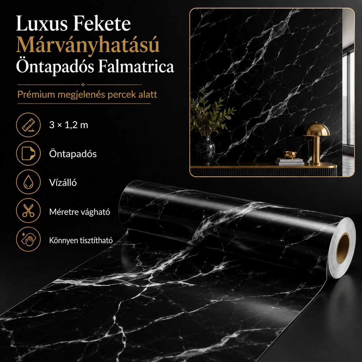 Márványhatású Öntapadós Falmatrica 3 × 1,2 m - | Cyber Bazaar