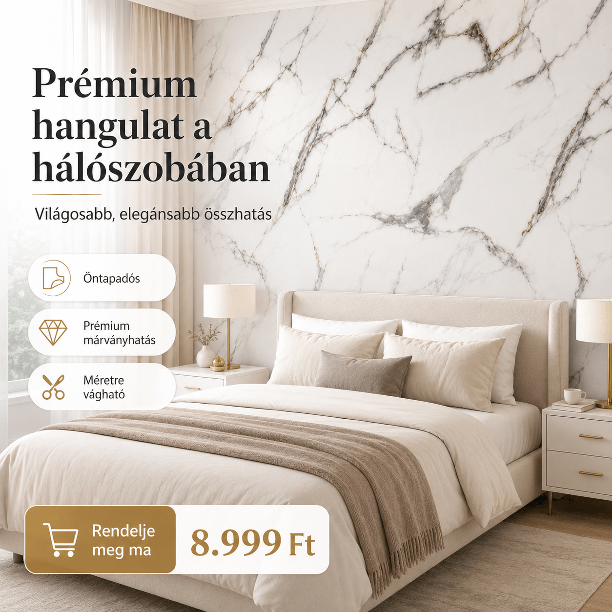Márványhatású Öntapadós Falmatrica – 3 × 1,2 m - | Cyber Bazaar