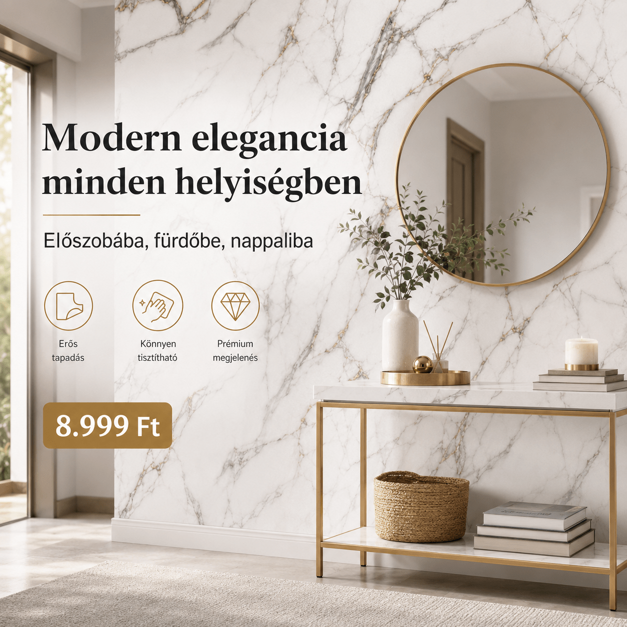 Márványhatású Öntapadós Falmatrica – 3 × 1,2 m - | Cyber Bazaar
