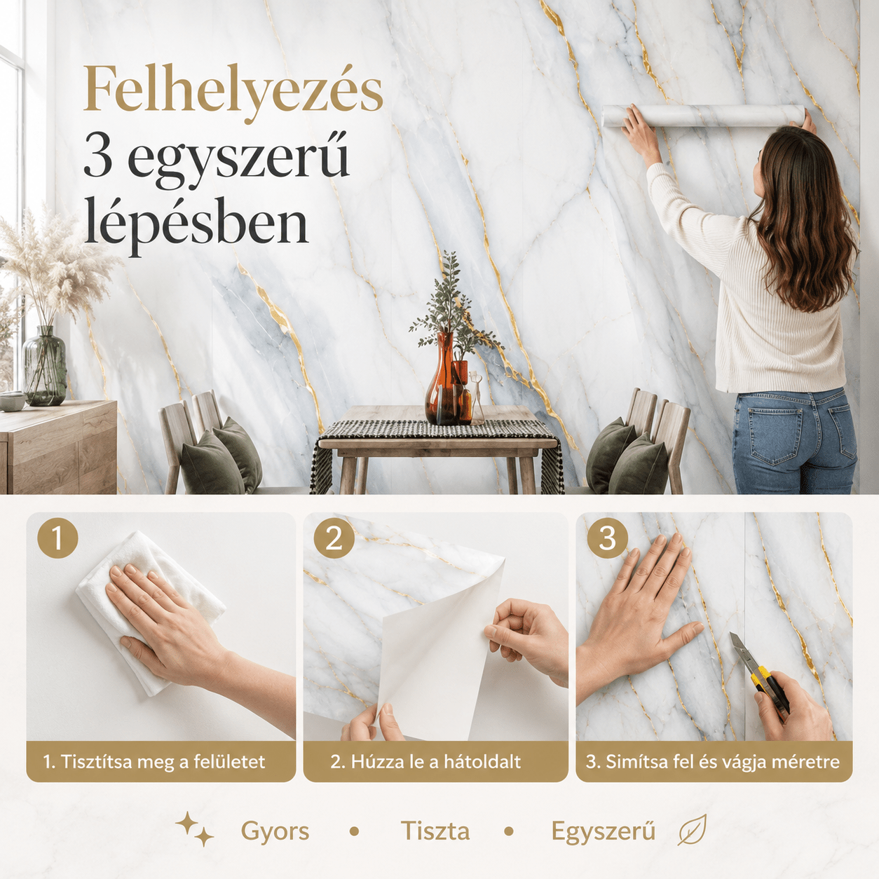 Márványhatású Öntapadós Falmatrica 3 m × 1,2 m - | Cyber Bazaar