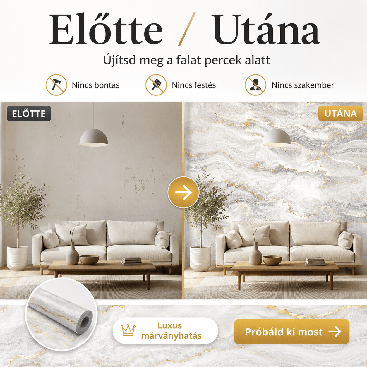 Márványhatású Öntapadós Falmatrica 3 m × 1,2 m - | Cyber Bazaar