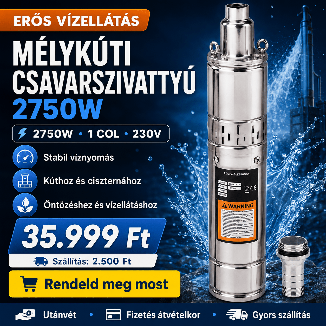 Mélykúti Csavarszivattyú 2750W - | Cyber Bazaar