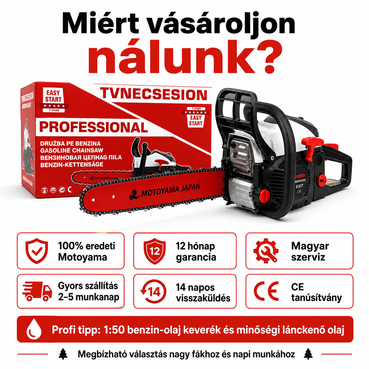 Motoyama Japan 8.5CP Benzines Láncfűrész - | Cyber Bazaar
