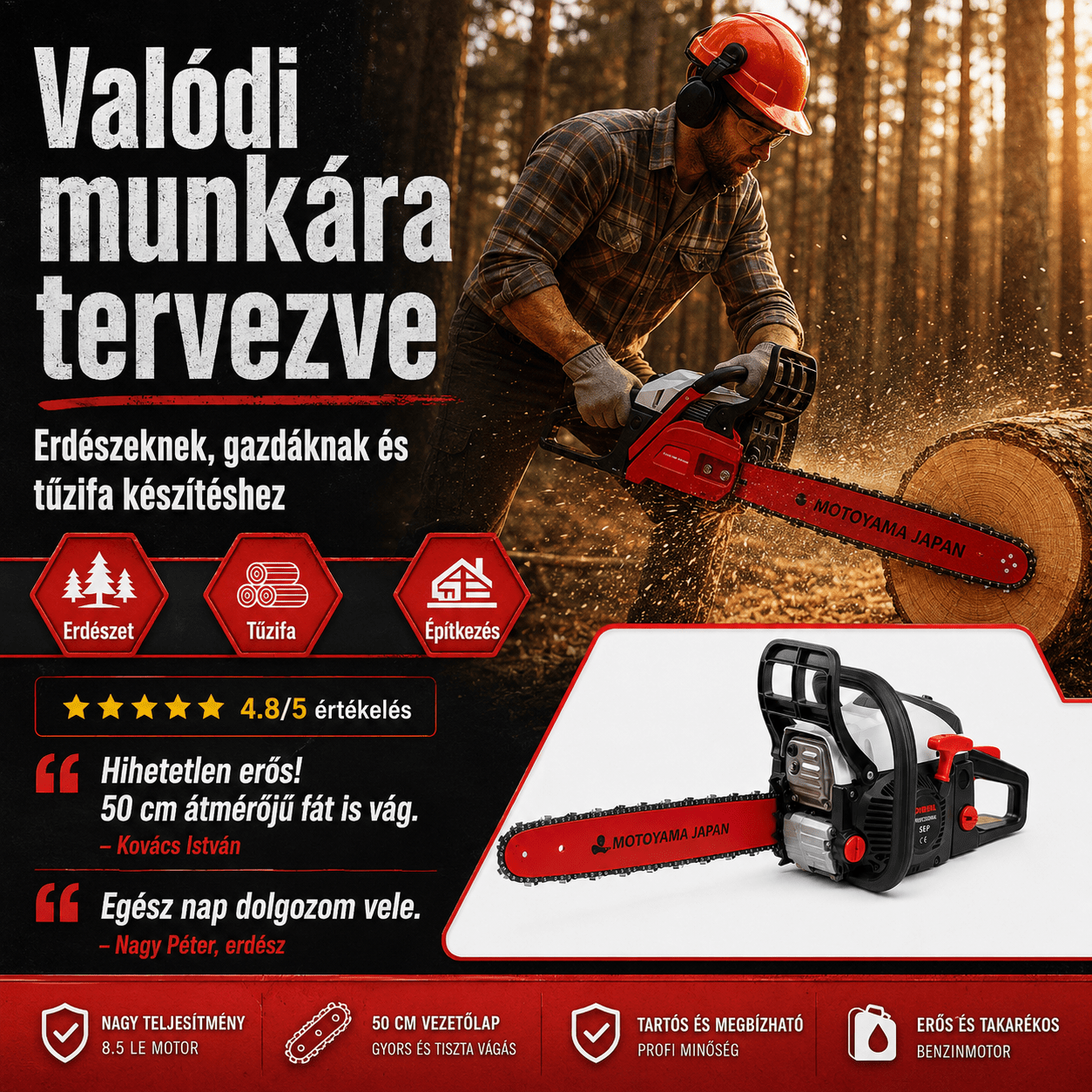 Motoyama Japan 8.5CP Benzines Láncfűrész - | Cyber Bazaar