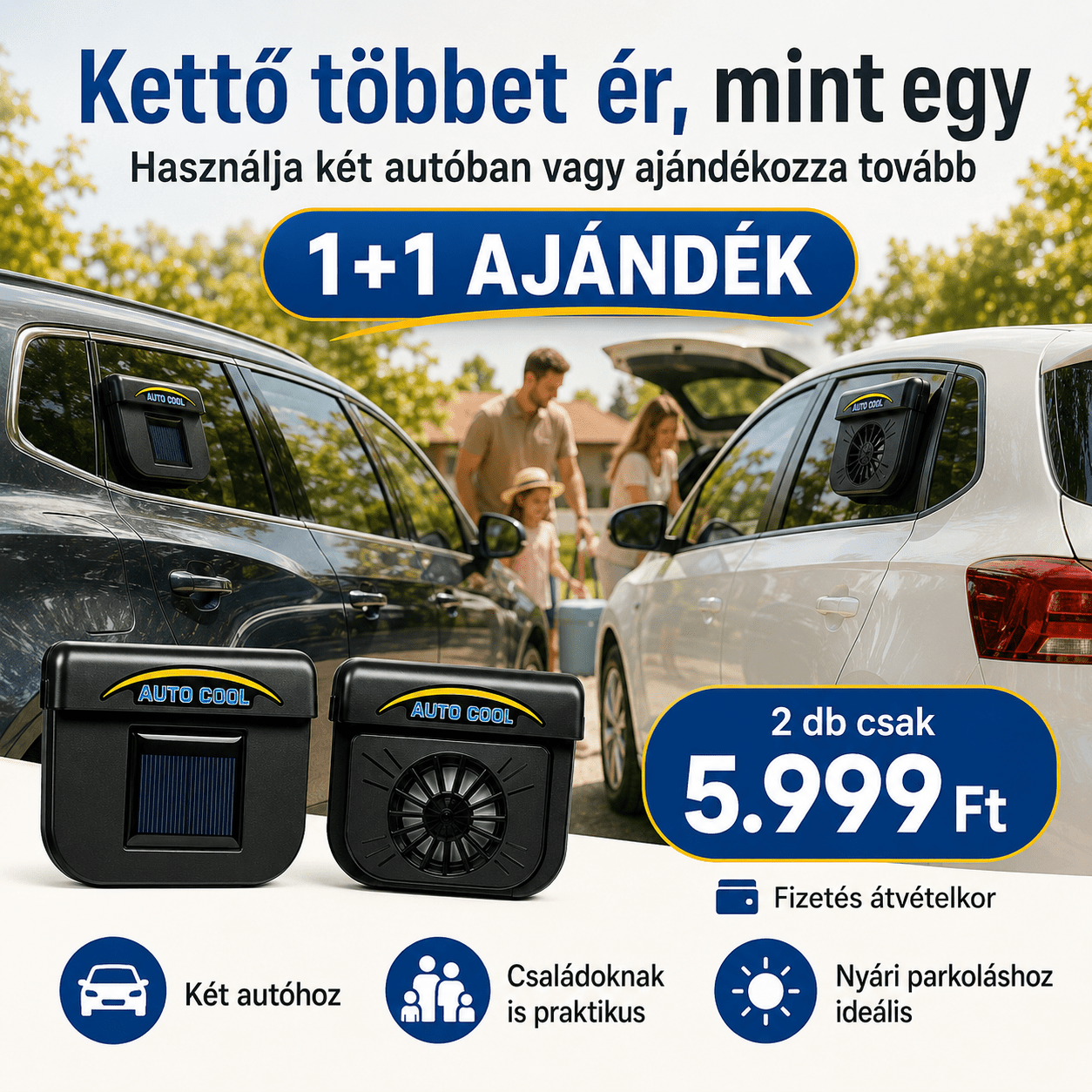 Napelemes Autós Szellőztető Ventilátor - | Cyber Bazaar