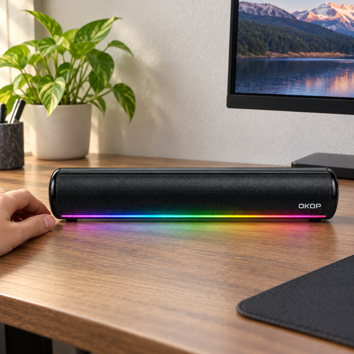 OKOP KP-557 RGB Bluetooth hangszóró, soundbar kialakítással - Hangszórók és rádiók | Cyber Bazaar