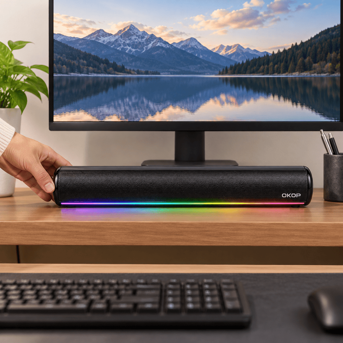 OKOP KP-557 RGB Bluetooth hangszóró, soundbar kialakítással - Hangszórók és rádiók | Cyber Bazaar
