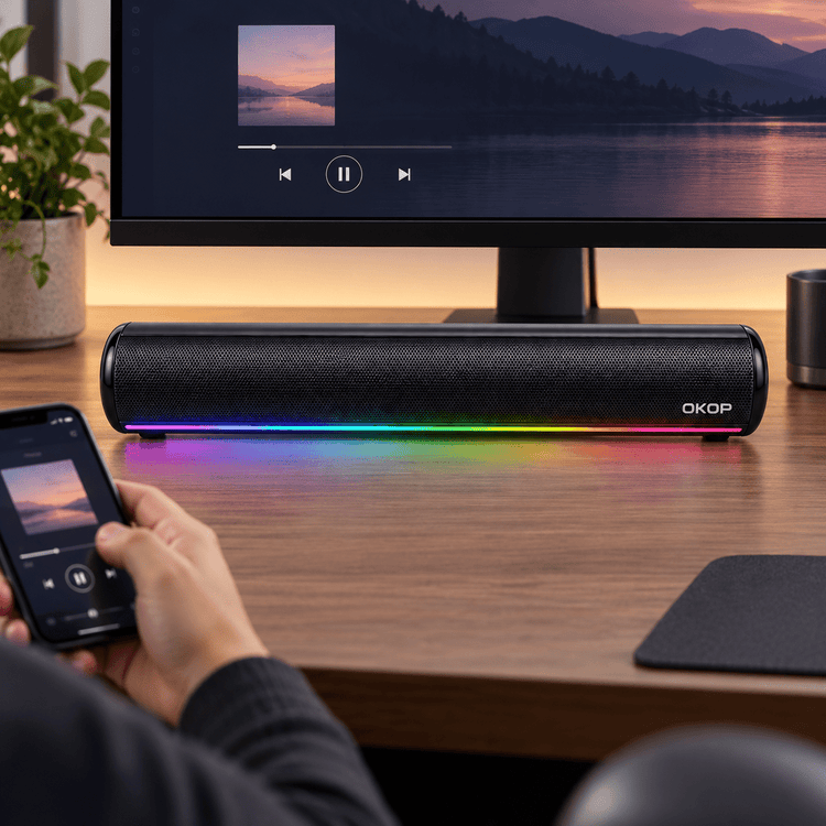 OKOP KP-557 RGB Bluetooth hangszóró, soundbar kialakítással - Hangszórók és rádiók | Cyber Bazaar