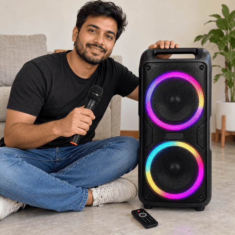 Party hangszóró mikrofonnal – 2 × 8″ - Hangszórók és rádiók | Cyber Bazaar