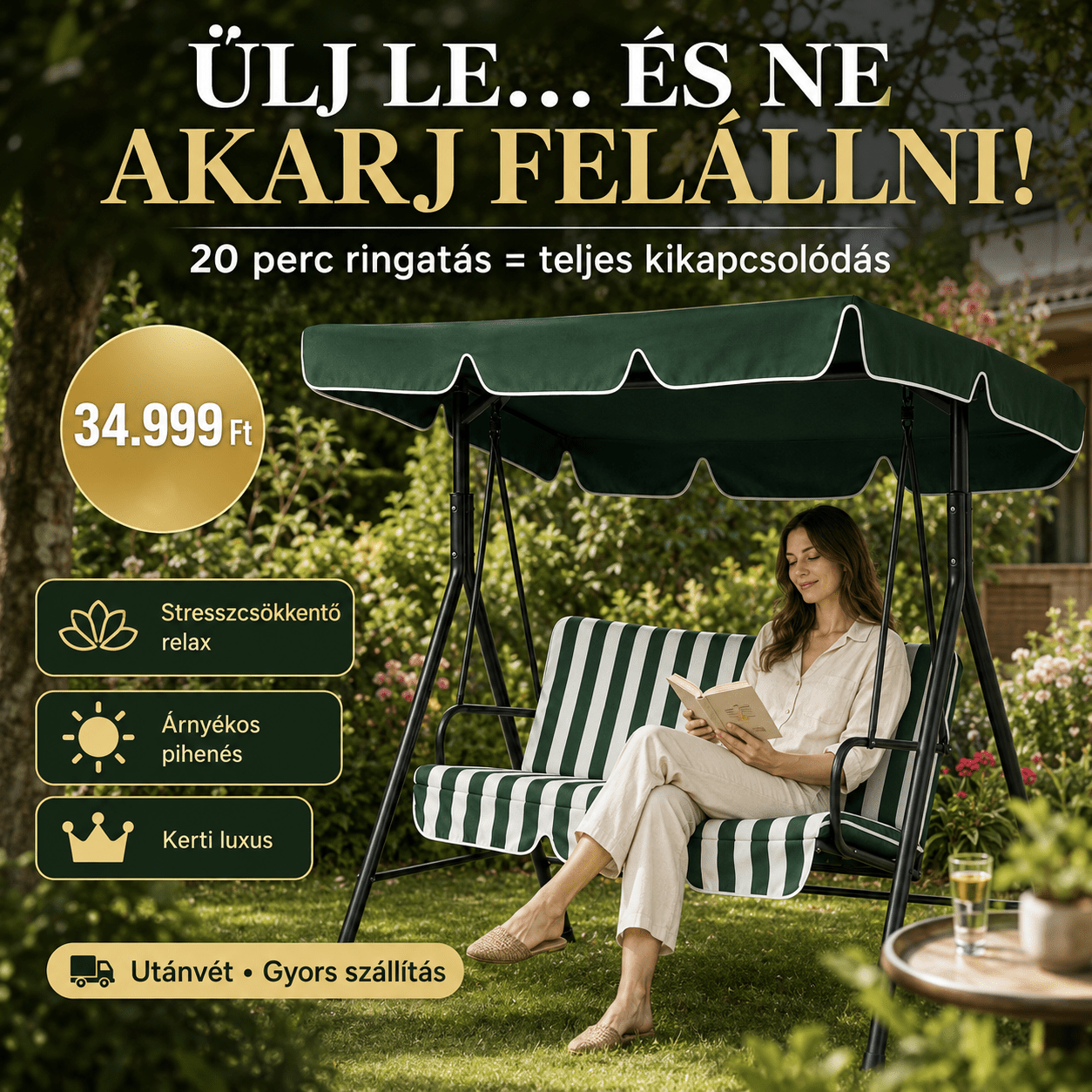 Prémium 3 Személyes Kerti Hinta Tetővel - | Cyber Bazaar