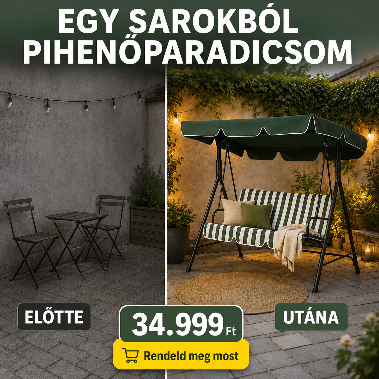 Prémium 3 Személyes Kerti Hinta Tetővel - | Cyber Bazaar