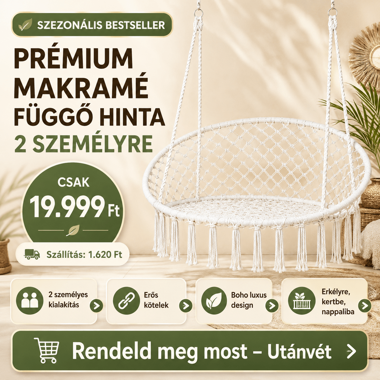 Prémium Függő Hinta 2 Személyre - | Cyber Bazaar