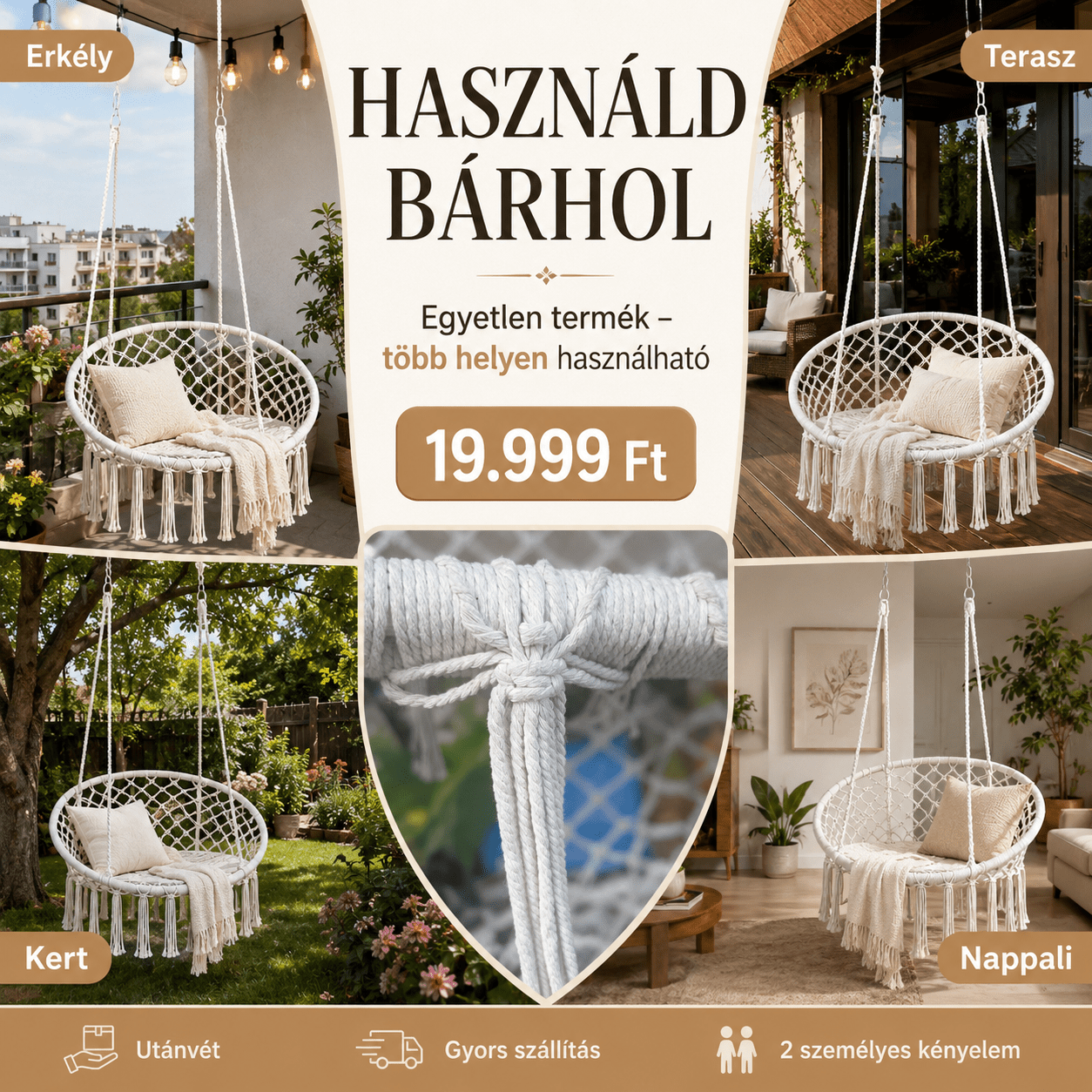 Prémium Függő Hinta 2 Személyre - | Cyber Bazaar