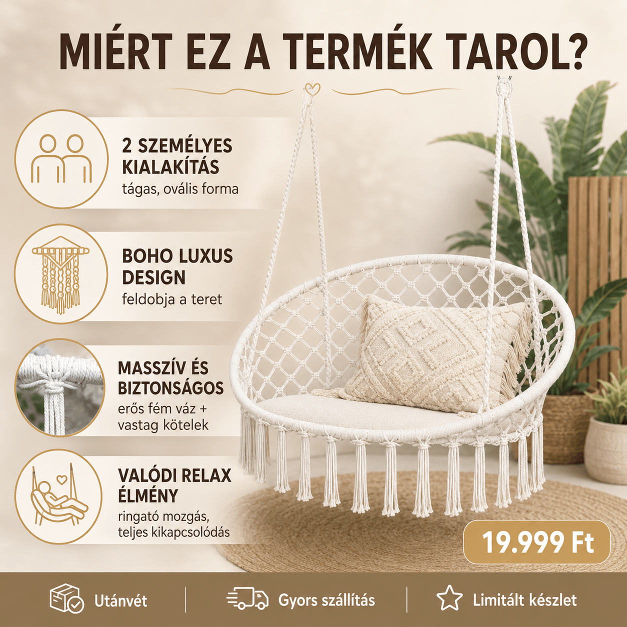 Prémium Függő Hinta 2 Személyre - | Cyber Bazaar