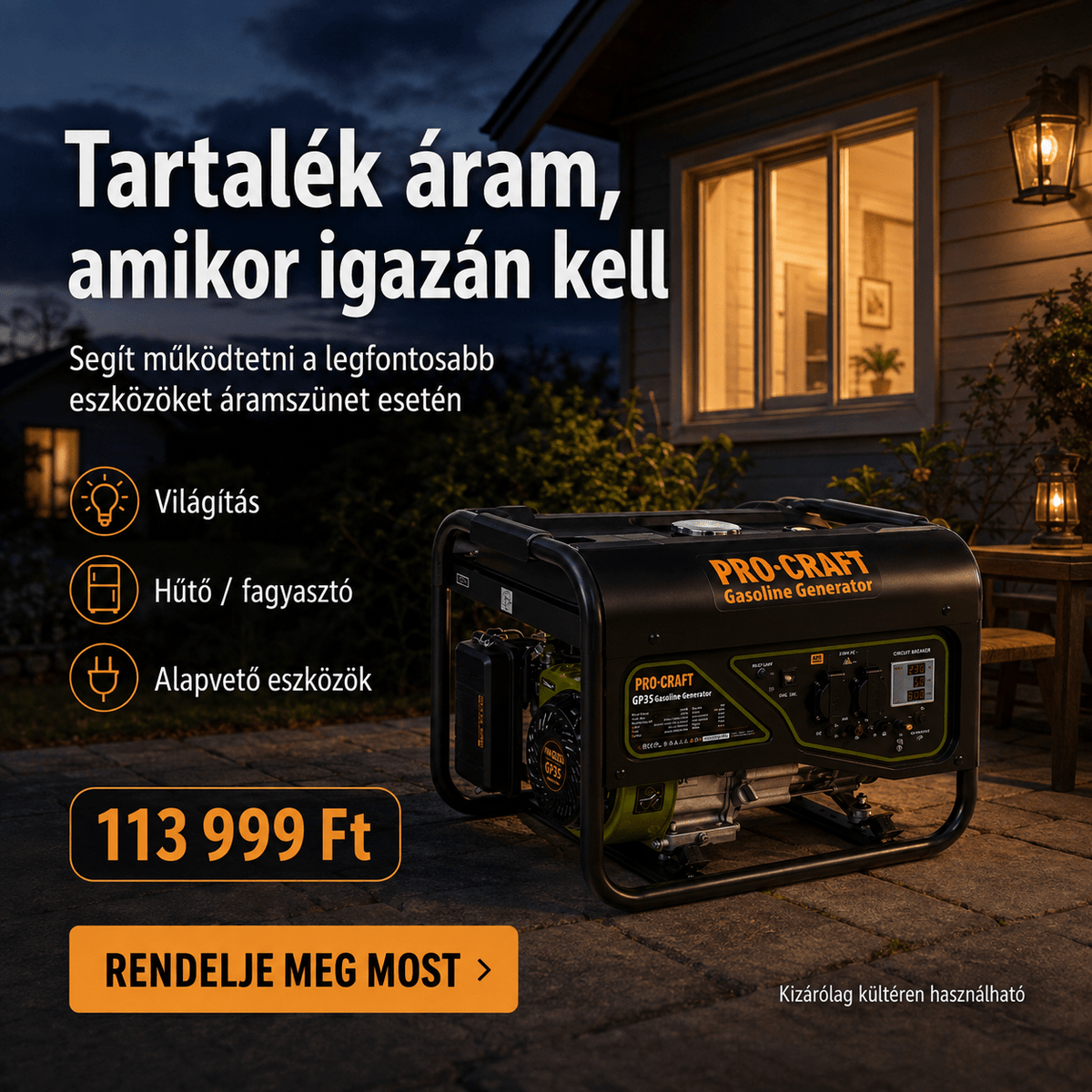 PRO-CRAFT Benzines Áramfejlesztő - | Cyber Bazaar