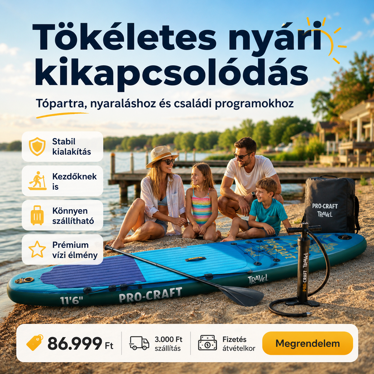 PRO - CRAFT Felfújható Paddle Board Szett - | Cyber Bazaar