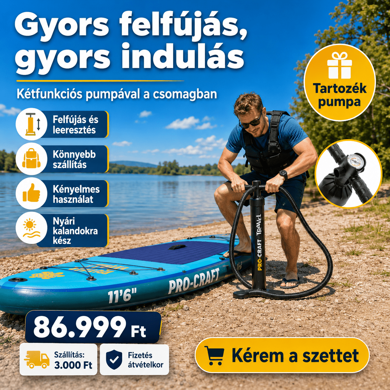 PRO - CRAFT Felfújható Paddle Board Szett - | Cyber Bazaar