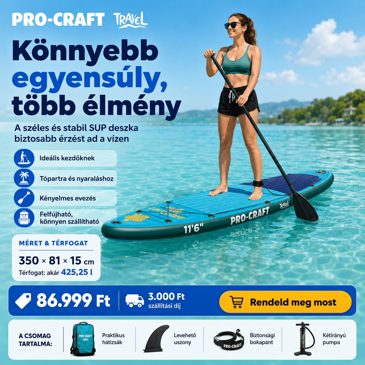 PRO - CRAFT Felfújható Paddle Board Szett - | Cyber Bazaar