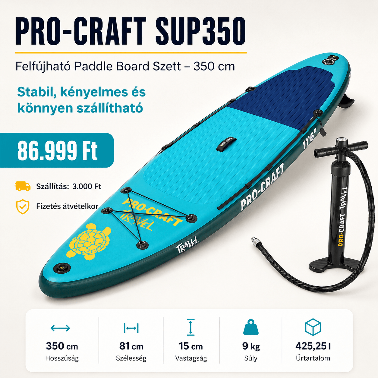 PRO - CRAFT Felfújható Paddle Board Szett - | Cyber Bazaar